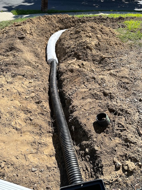 Downspout water mitigation in Arlington